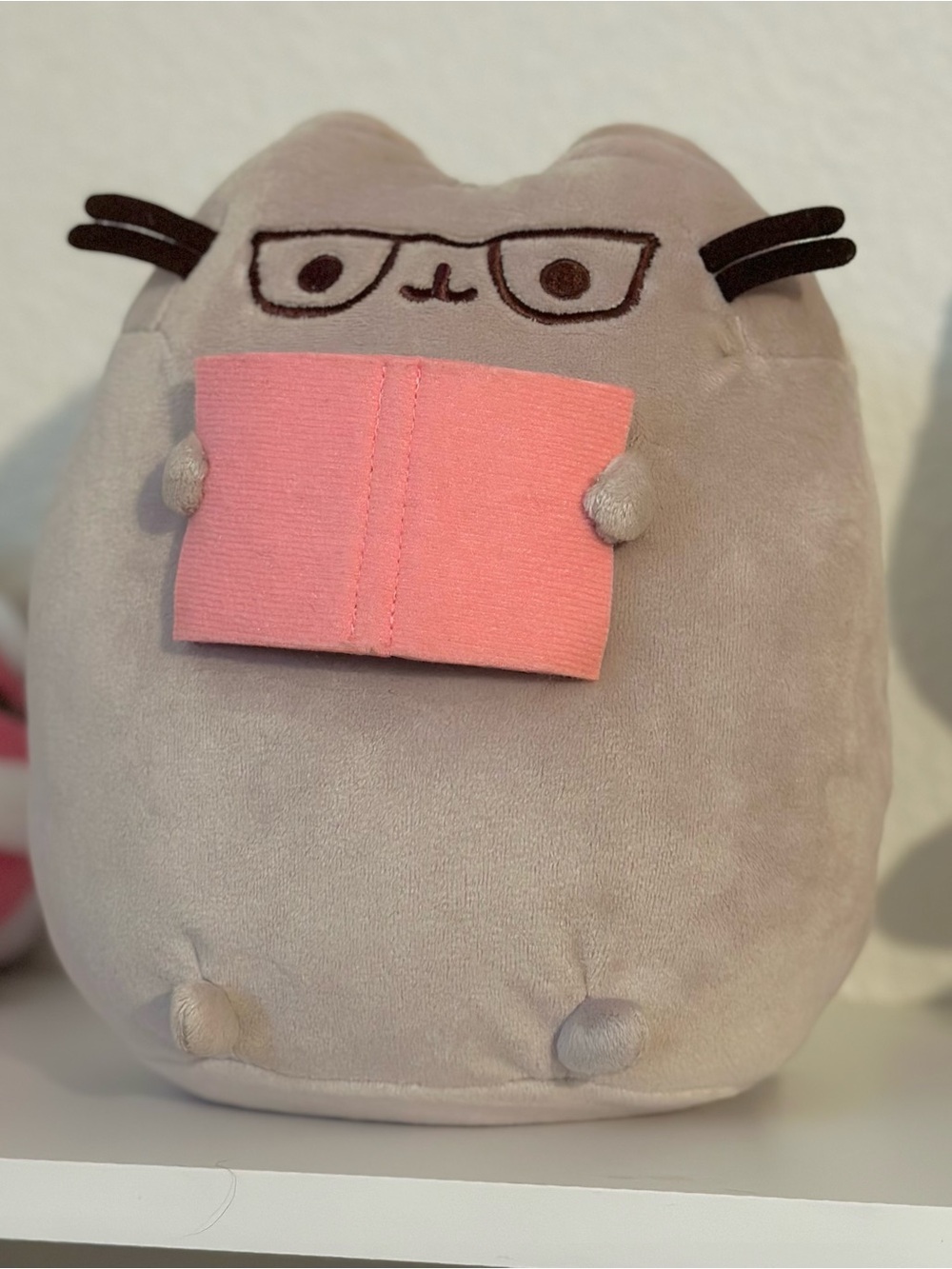 Pusheen Plush with Pink Book - Gray Soft Cat